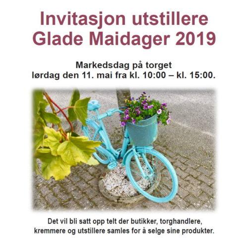 Invitasjon til Utstillere på Glade Maidager den 11. mai med marked på torget
